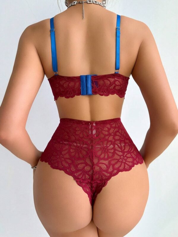 Conjunto De Lencer?a De Encaje Sexy Para Mujeres Con Bloque De Color - Imagen 2