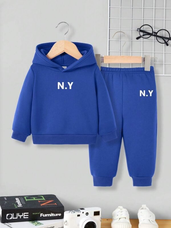 Conjunto De Manga Larga Para Ni?os Peque?os Con Patr?n De Letra