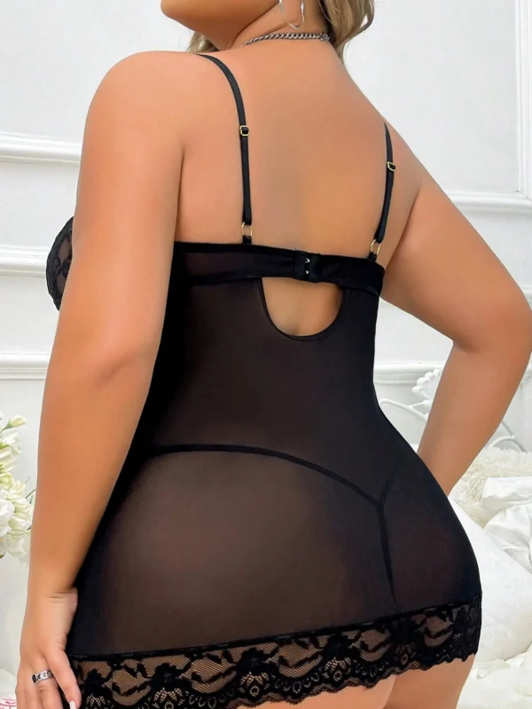 Conjunto De Lencera Con Retazos De Malla Para Mujer - Imagen 3