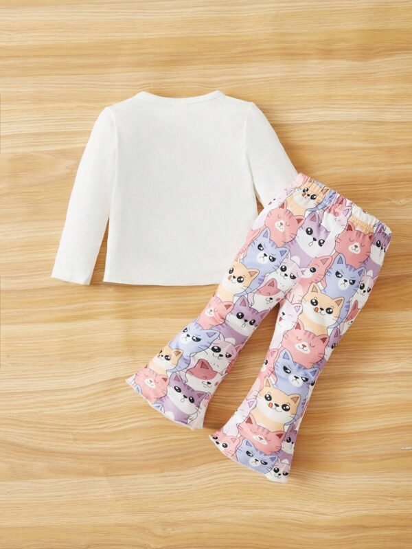 Conjunto De Blusa De Manga Larga Y Pantal?n Acampanado Ni?a - Imagen 2