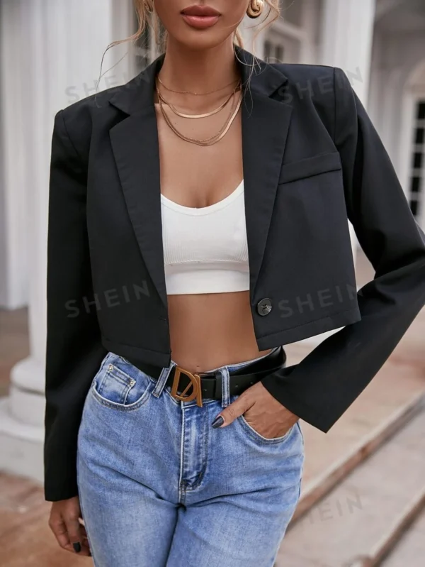 Blazer unicolor con solapa corto