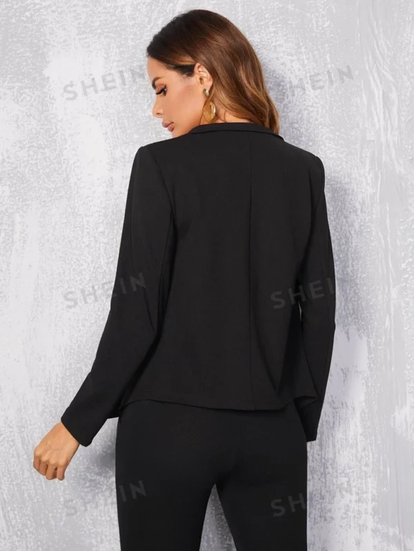 Blazer unicolor de cuello notch ropa de trabajo - Imagen 2
