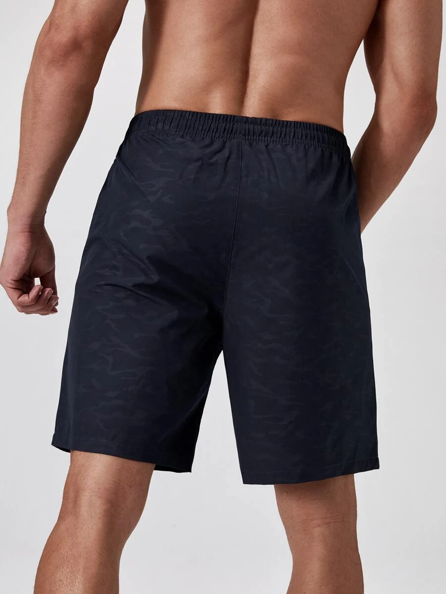 Shorts deportivos de cintura con cord?n con bolsillo con cremallera - Imagen 2