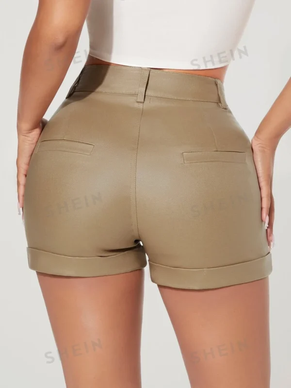 Shorts en mezclilla con fruncido bajo de doblez - Imagen 2