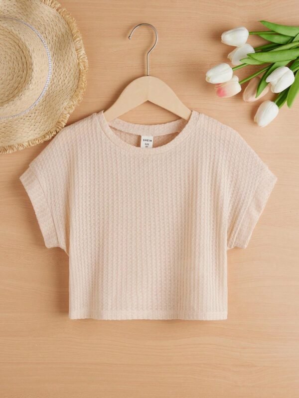 Camiseta De Manga Corta De Punto Con Cuello Redondo
