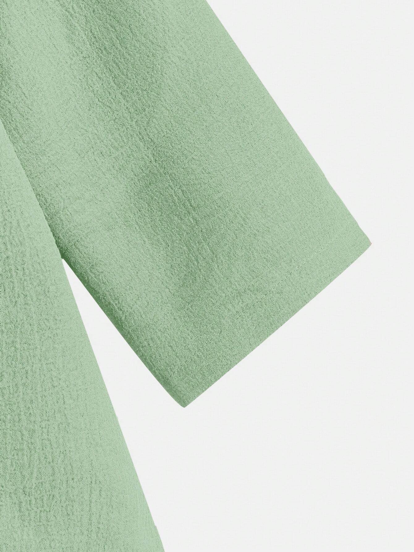 Camisa con bot?n de manga enrollada de cuello alto - Imagen 4