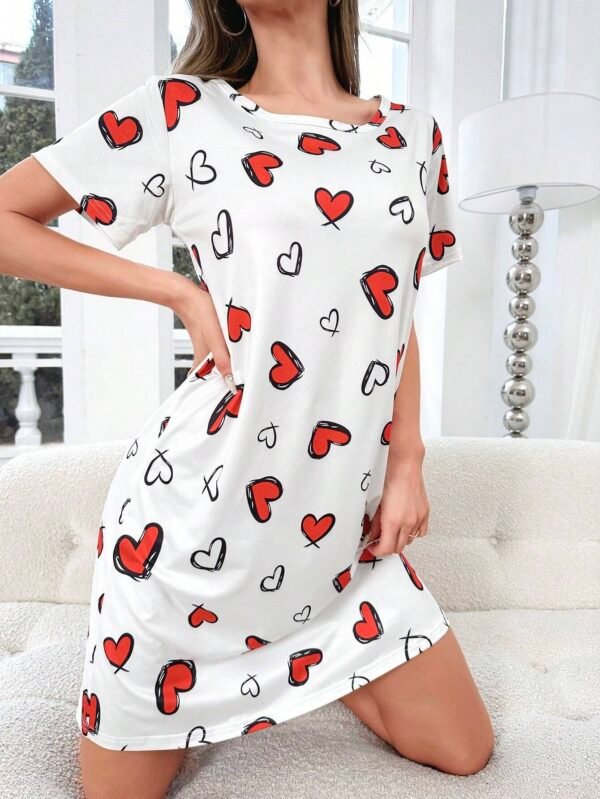 Vestido de dormir con estampado de corazon - Imagen 3