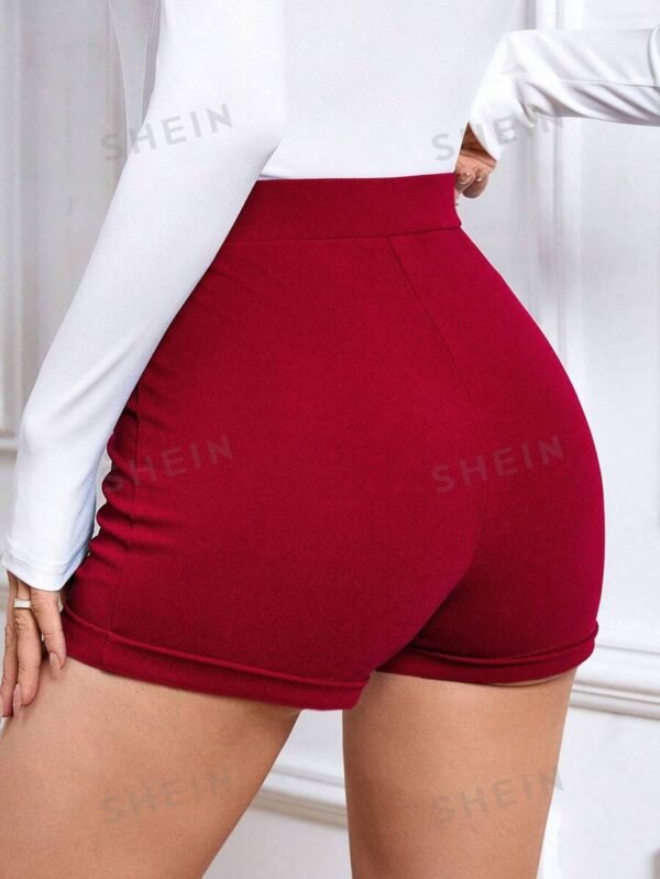 Shorts de talle alto con botón falso - Imagen 2