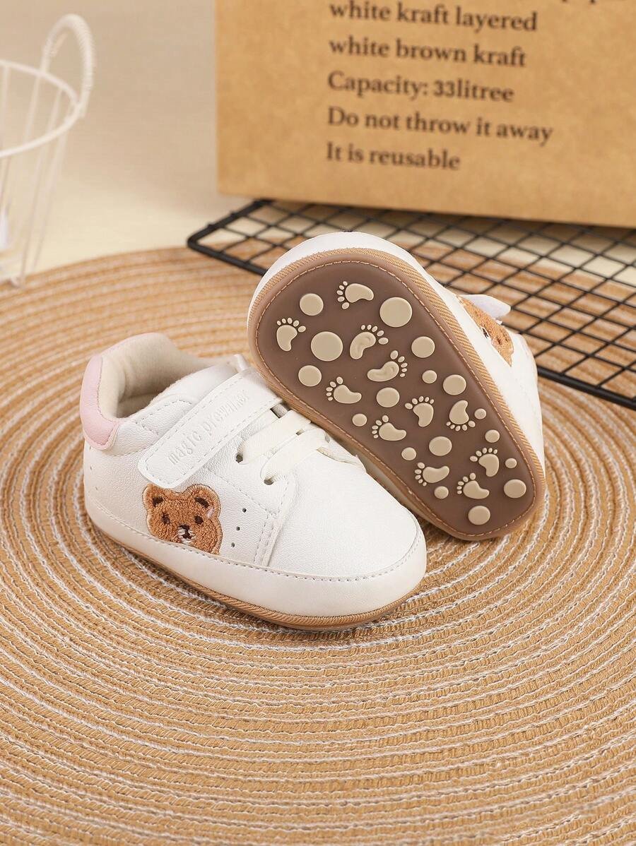 1 Par De Zapatillas De Deporte De Pu Con Dise?o De Oso De Dibujos Animados Para Ni?o O Ni?a - Imagen 2