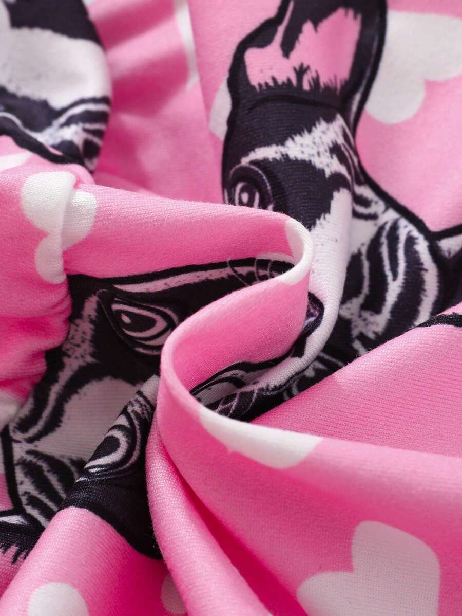 Vestido Rosa Dulce Para Ni?as Con Precioso Estampado De Perros - Imagen 3