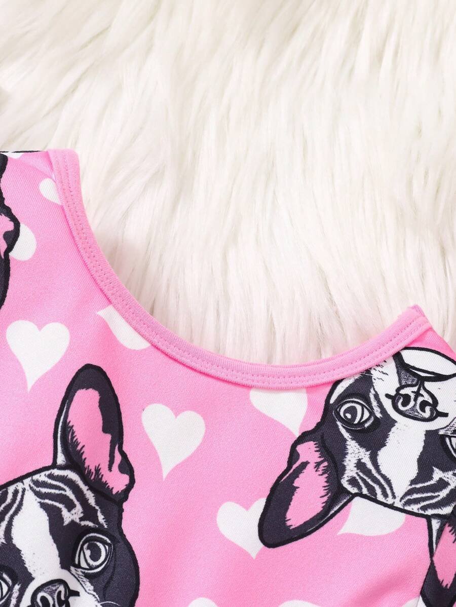 Vestido Rosa Dulce Para Ni?as Con Precioso Estampado De Perros - Imagen 2