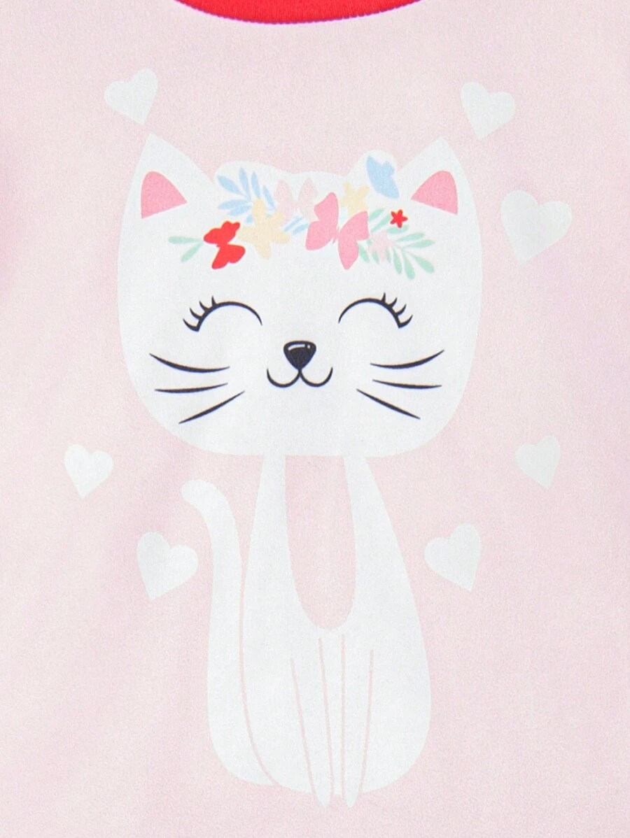 Conjunto De Pijama Con Pantalones Y Top De Manga Larga Con Estampado De Gato De Dibujos Animados Para Beb? Ni?a - Imagen 2