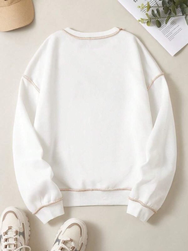 Sudadera Con Estampado De Letras, Detalle De Costuras Y Forro C?lido - Imagen 2