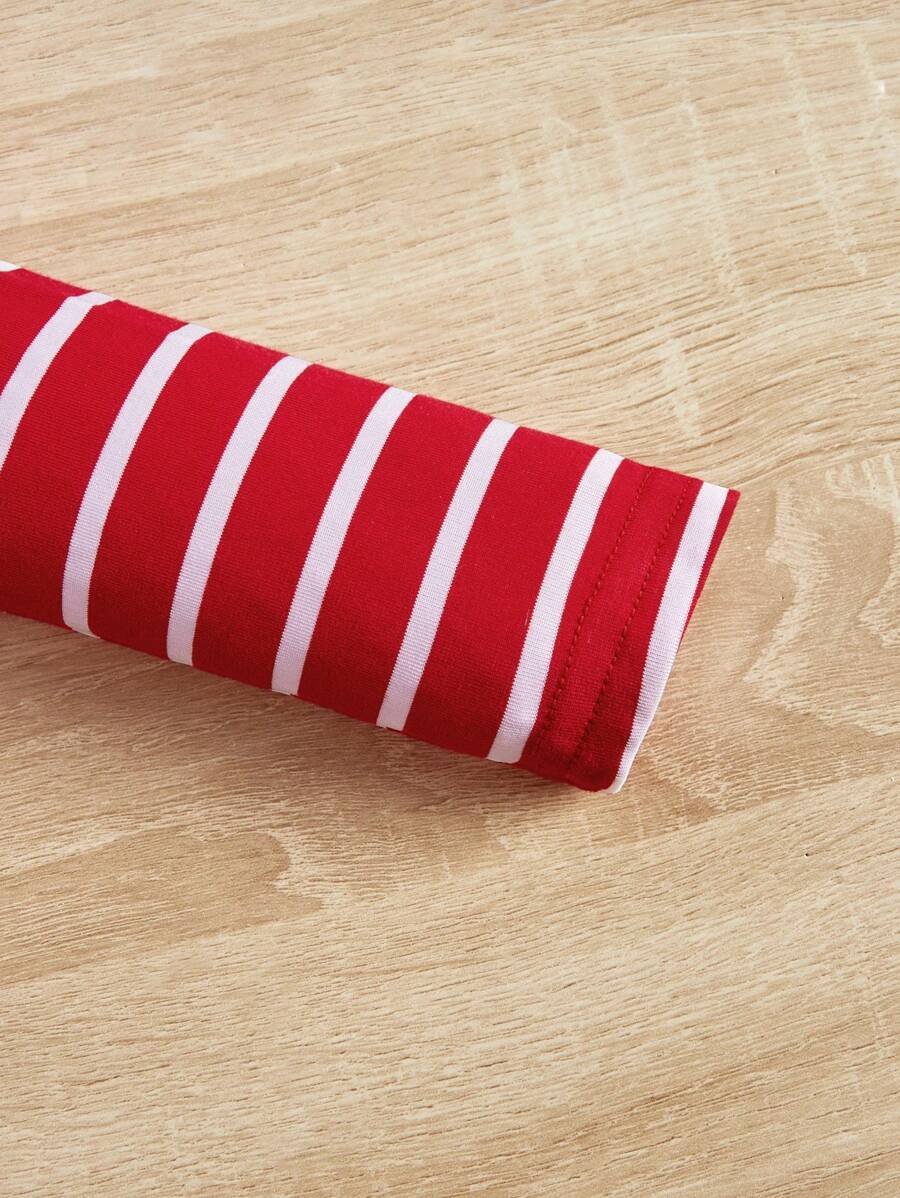 Vestido De Una Pieza Lindo Con Estampado De Conejito En Rayas Para Ni?as Peque?as - Imagen 3