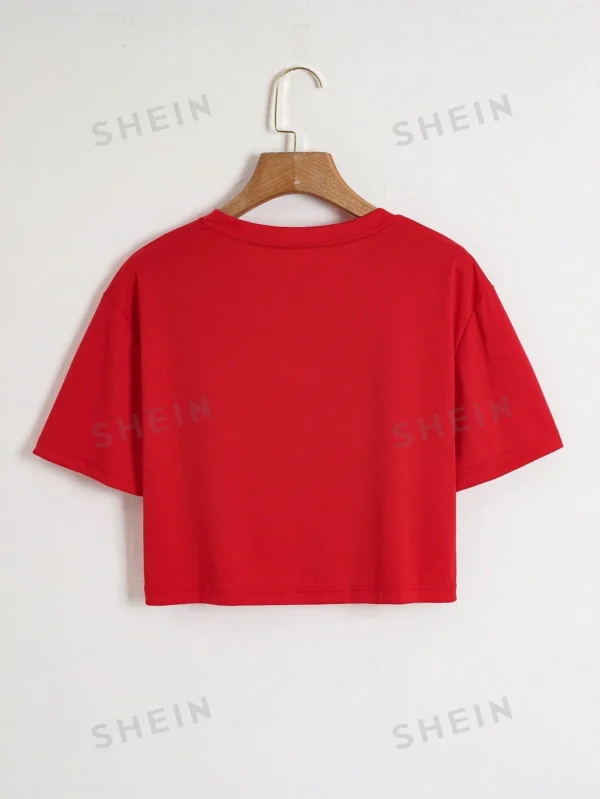 Camiseta crop con estampado de coraz?n - Imagen 2