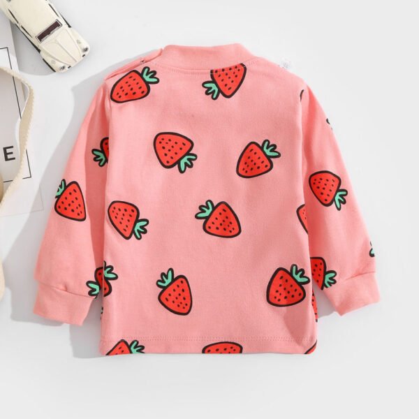 Camiseta de manga larga con estampado de fresa y donut de gato lindo para ni?a - Imagen 2