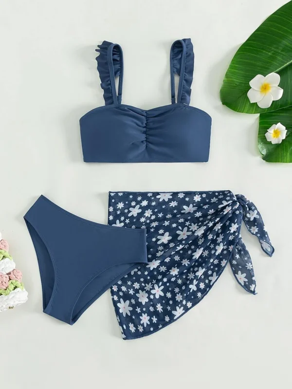 Bañador bikini con con estampado floral Falda de playa