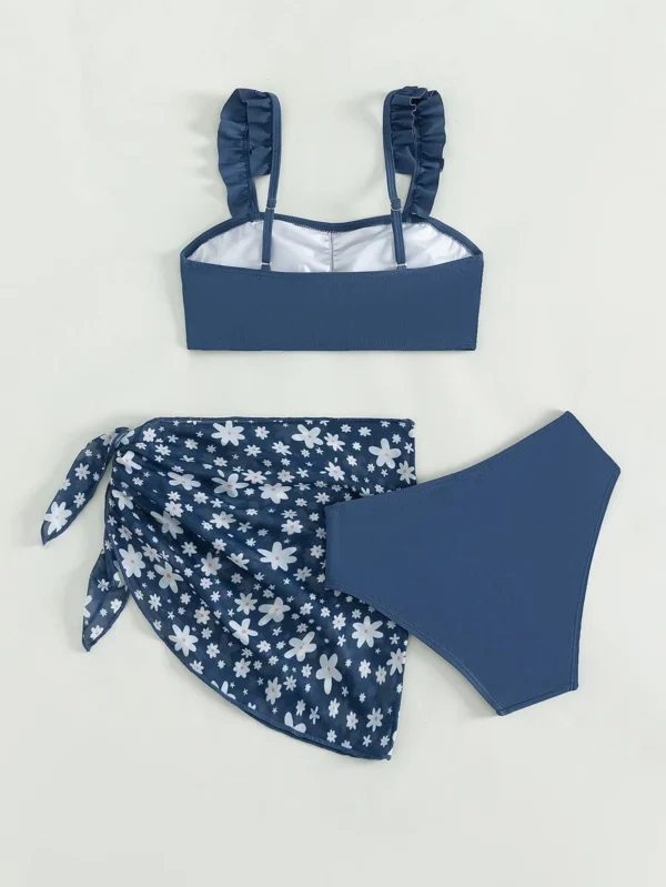 Bañador bikini con con estampado floral Falda de playa - Imagen 2