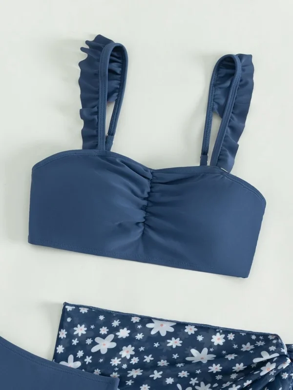 Bañador bikini con con estampado floral Falda de playa - Imagen 3