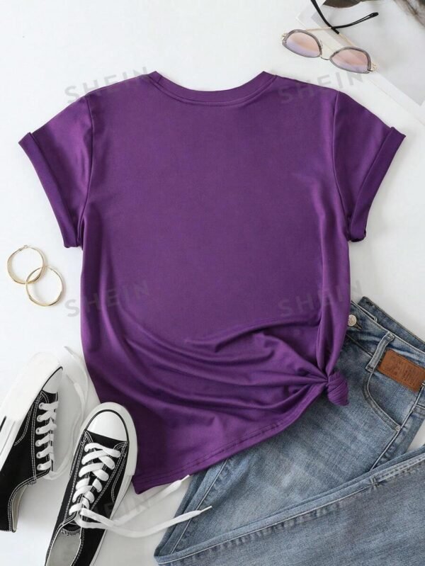 Camiseta unicolor de cuello redondo - Imagen 2