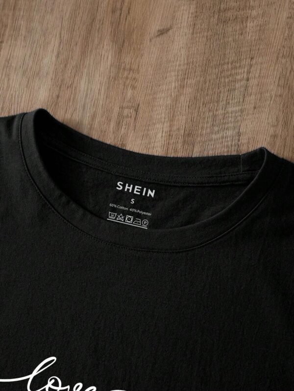 Camiseta con estampado de coraz?n y letra - Imagen 3