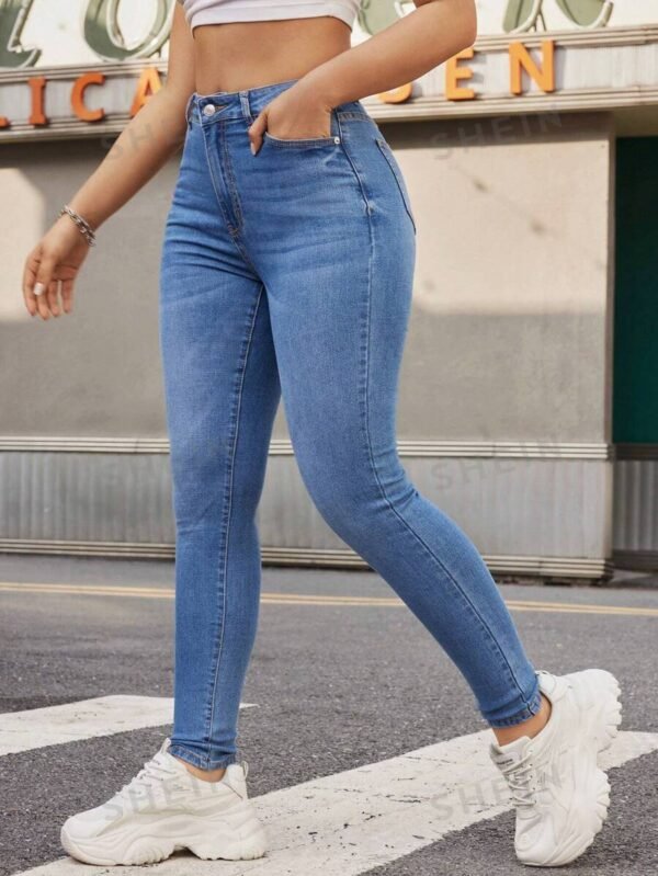 Vaqueros De Mujer Denim Slim Lavados Con Agua Y Bolsillos Inclinados