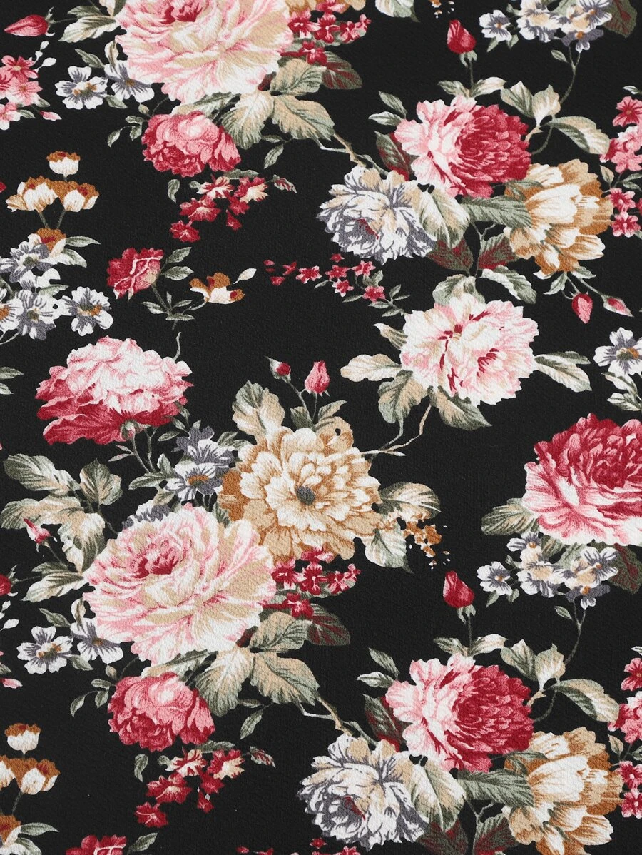 Vestido de hombros descubiertos con estampado floral bajo con abertura - Imagen 3