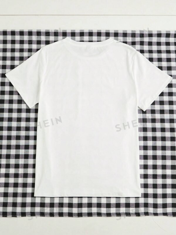 Camiseta De Manga Corta Con Cuello Redondo Y Estampado De Coraz?n De Dibujos Animados - Imagen 2