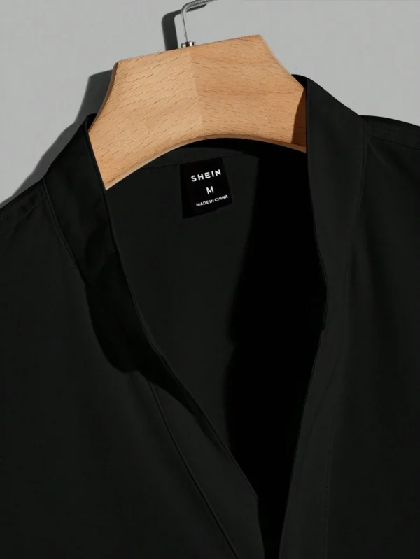 Camisa unicolor con botón delantero - Imagen 3