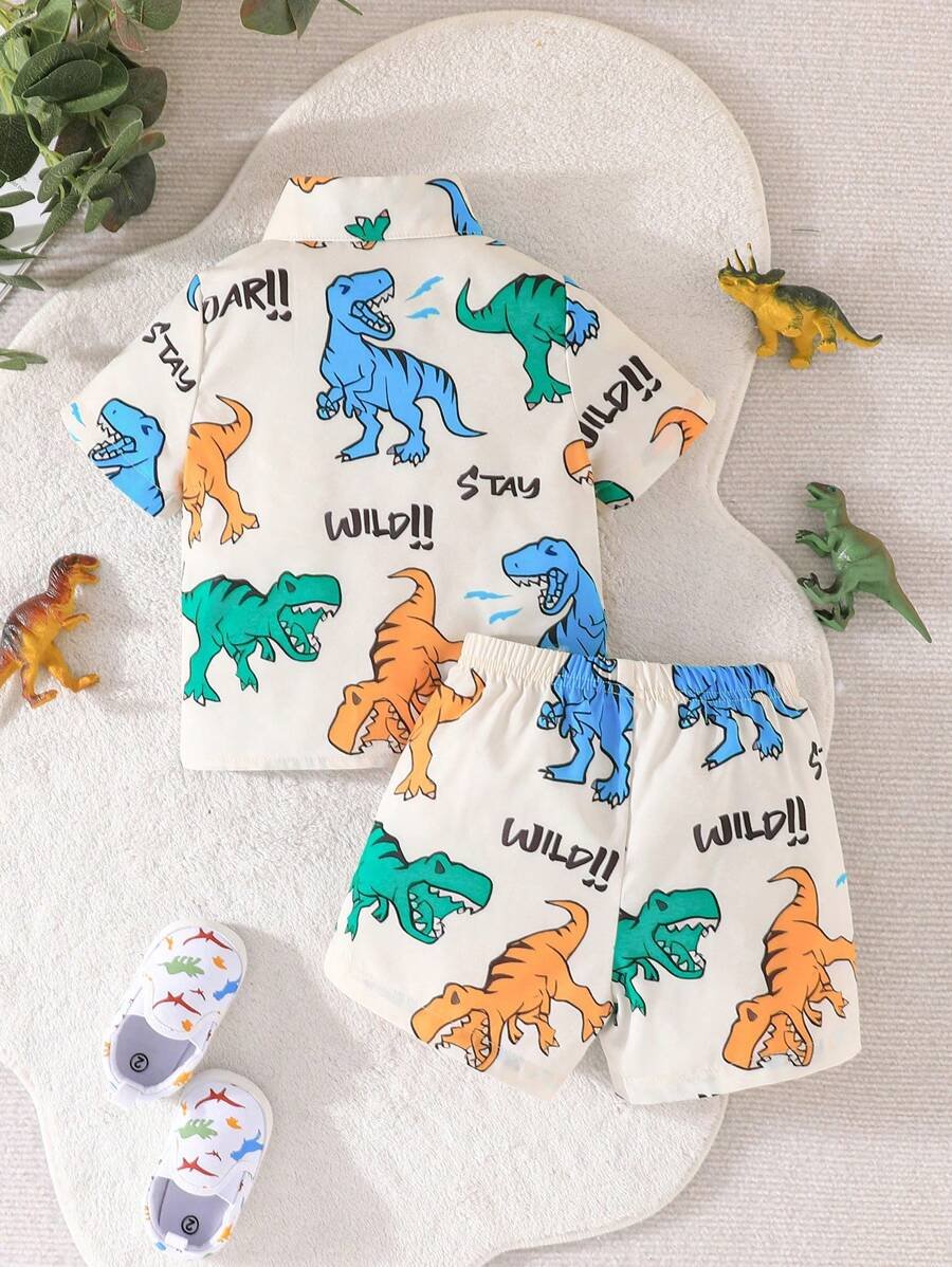 Camisa Y Shorts De Beb? Con Impresi?n De Dinosaurio Para Ni?o - Imagen 2
