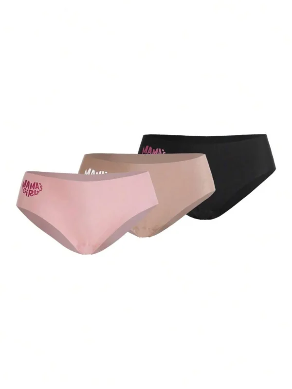 3 Piezas Bragas Triangulares Sin Costuras Para Mujer Con Estampado De Letras