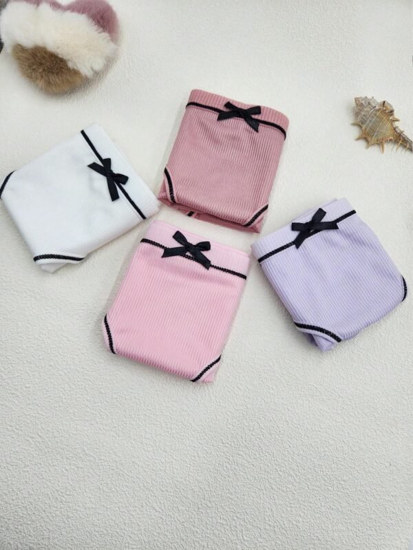 4 piezas de pantis de triangulo de bloqueo de color de tiro medio para mujeres con diseño de nudo - Imagen 5
