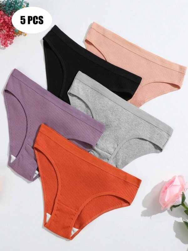 5 piezas de calzones triangulares de mujer de algodón suave y transpirable con cintura baja, multicolor