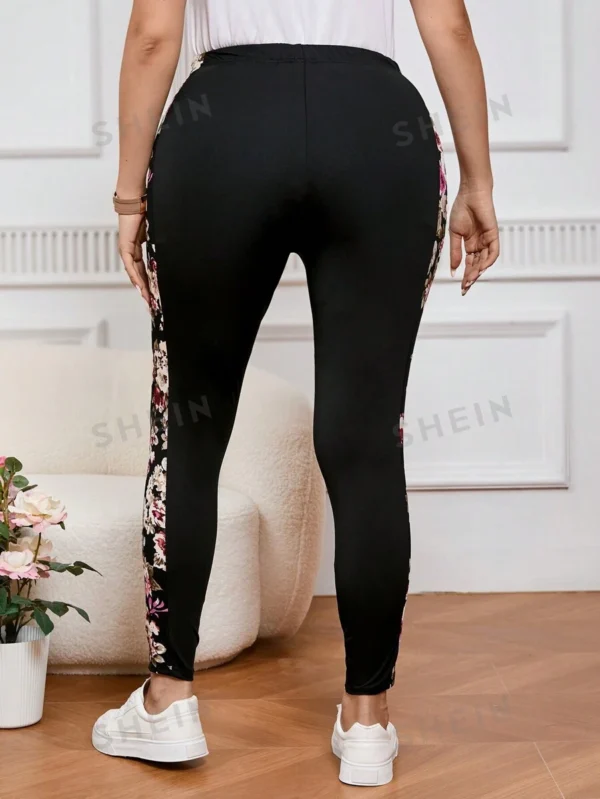 Leggings Estampados Florales Para Mujeres De Talla Grande - Imagen 2