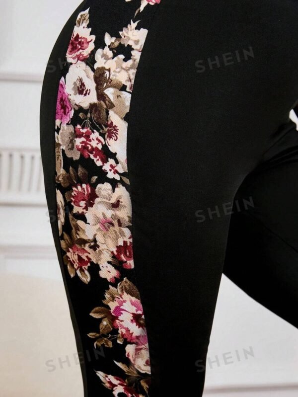 Leggings Estampados Florales Para Mujeres De Talla Grande - Imagen 3