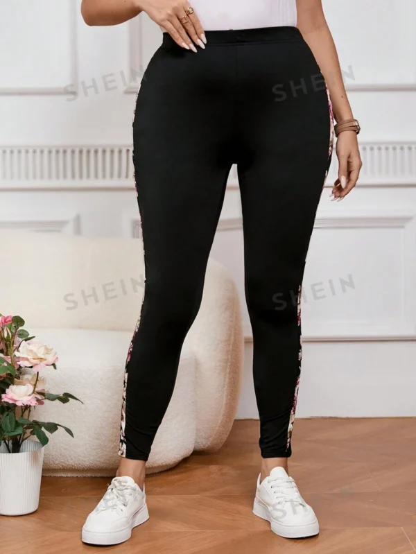 Leggings Estampados Florales Para Mujeres De Talla Grande