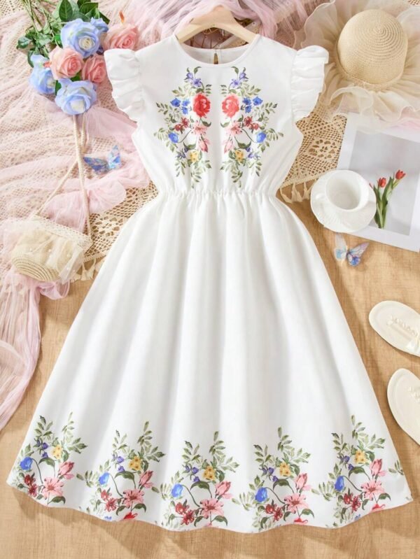 Vestido Casual De Manga Voladora Para Chica Adolescente