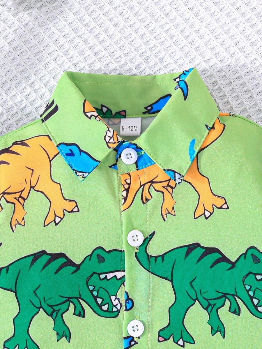 Camisa Y Shorts De Beb? Con Impresi?n De Dinosaurio Para Ni?o - Imagen 3