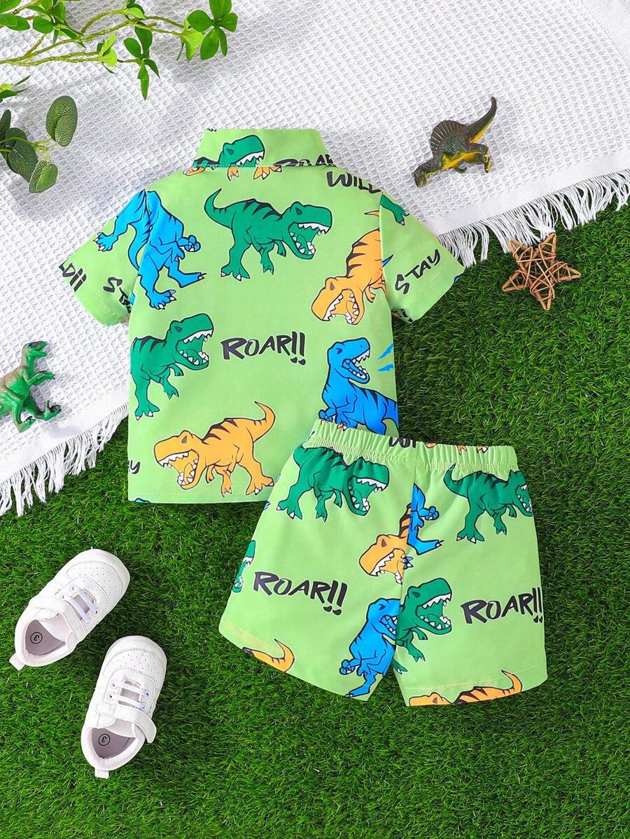 Camisa Y Shorts De Beb? Con Impresi?n De Dinosaurio Para Ni?o - Imagen 2