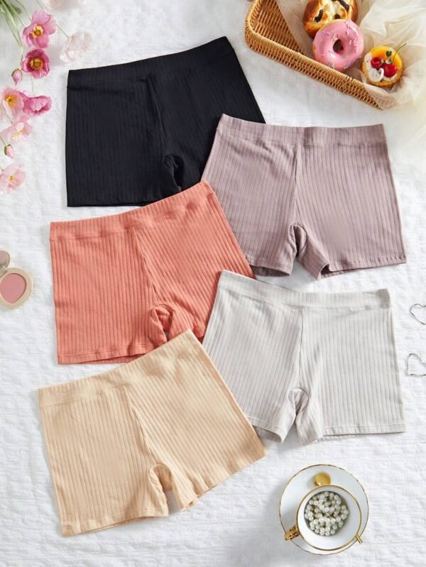 Conjunto De 5 Piezas De Calzoncillos Tipo Boxer De Punto Acanalado De Color S?lido