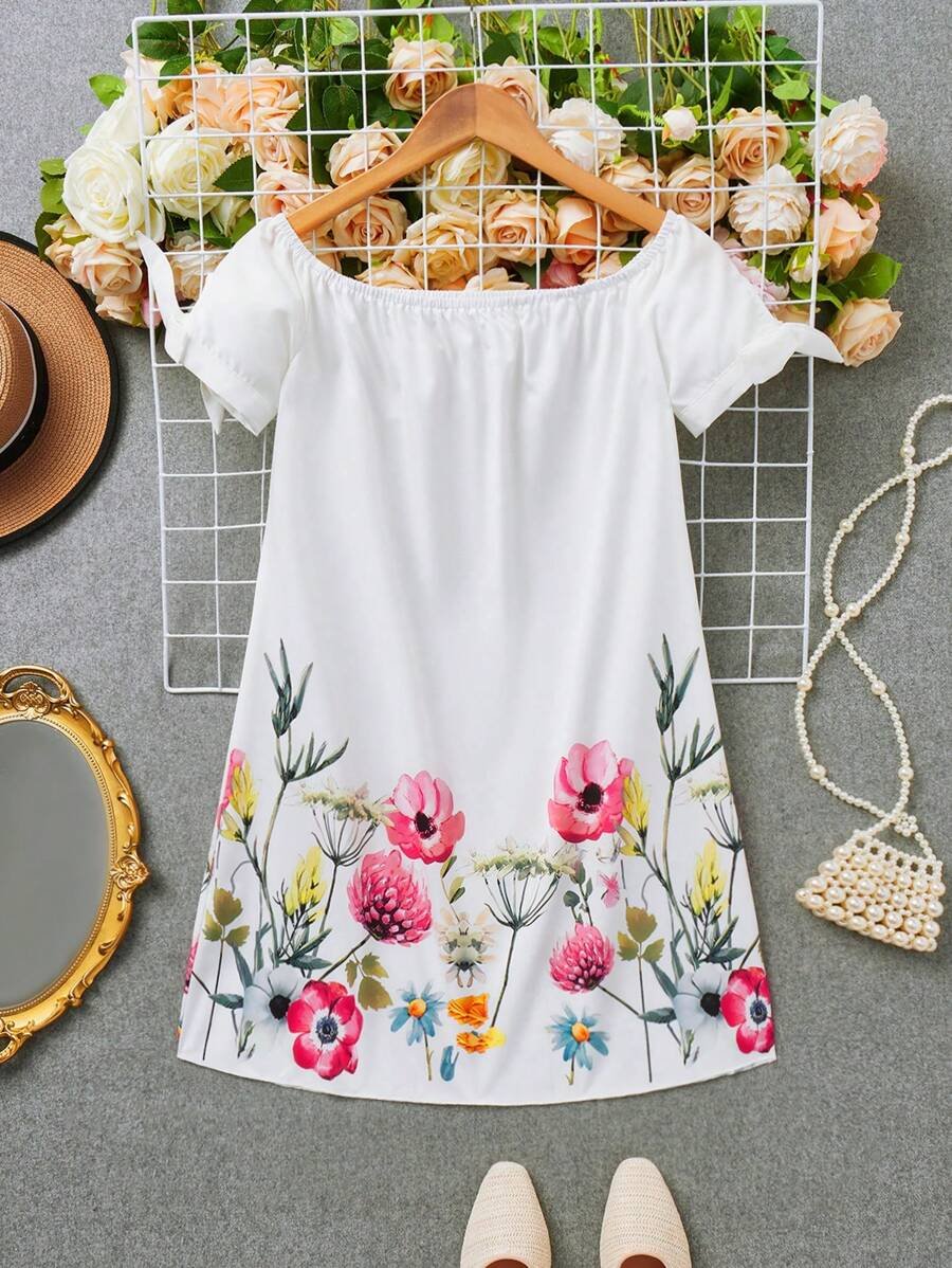 Vestido Estampado Con Flores Y Adorno De Lazo - Imagen 2