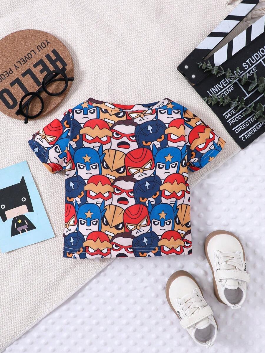 Camiseta De Manga Corta Impresa Con Dibujos Animados De Superh?roes Para Beb? Ni?o - Imagen 2