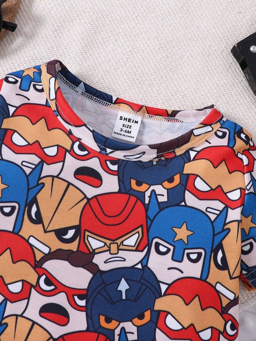 Camiseta De Manga Corta Impresa Con Dibujos Animados De Superh?roes Para Beb? Ni?o - Imagen 3