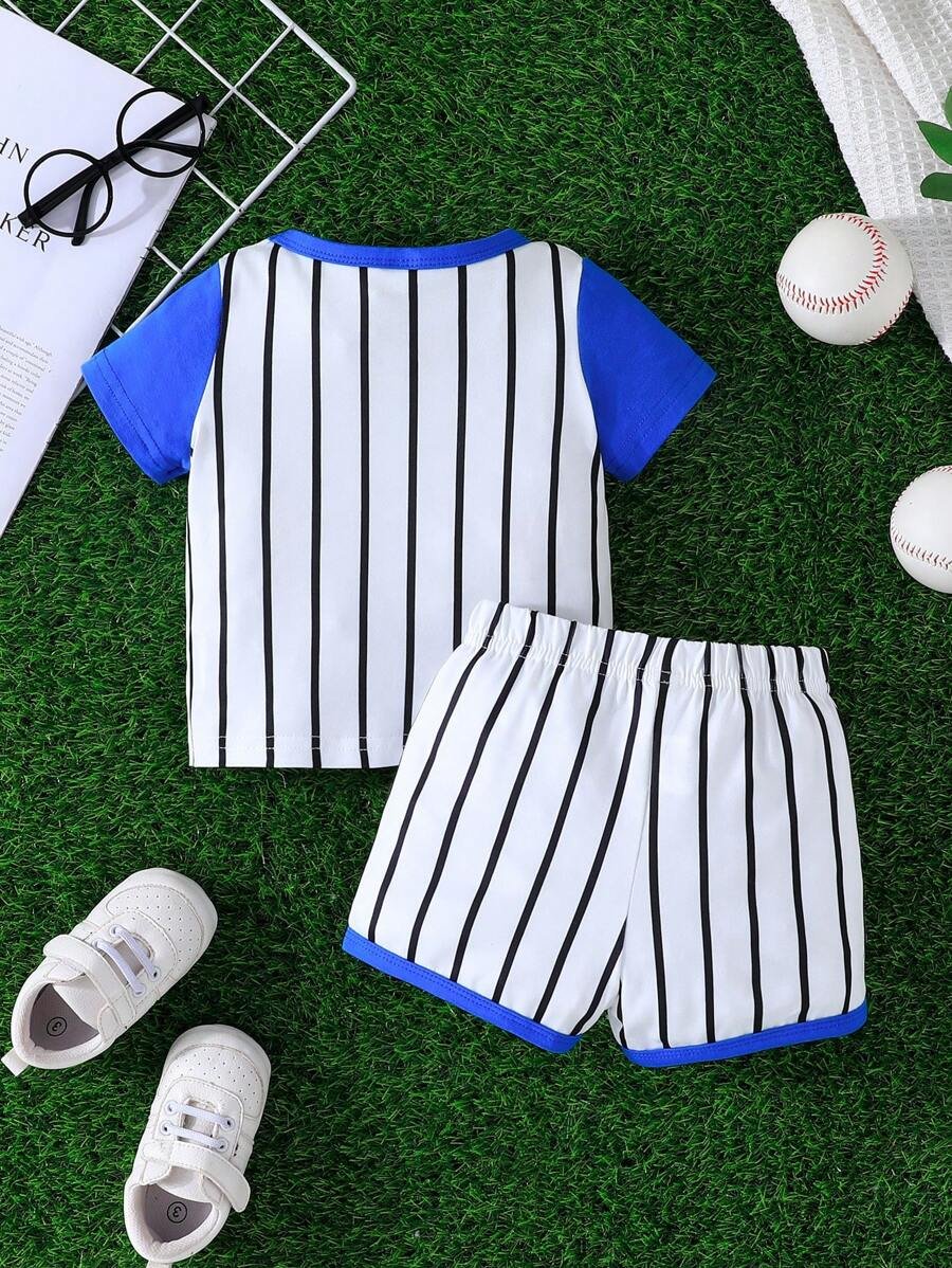 Conjunto de camiseta y pantal?n corto de manga corta para beb? ni?o - Imagen 2