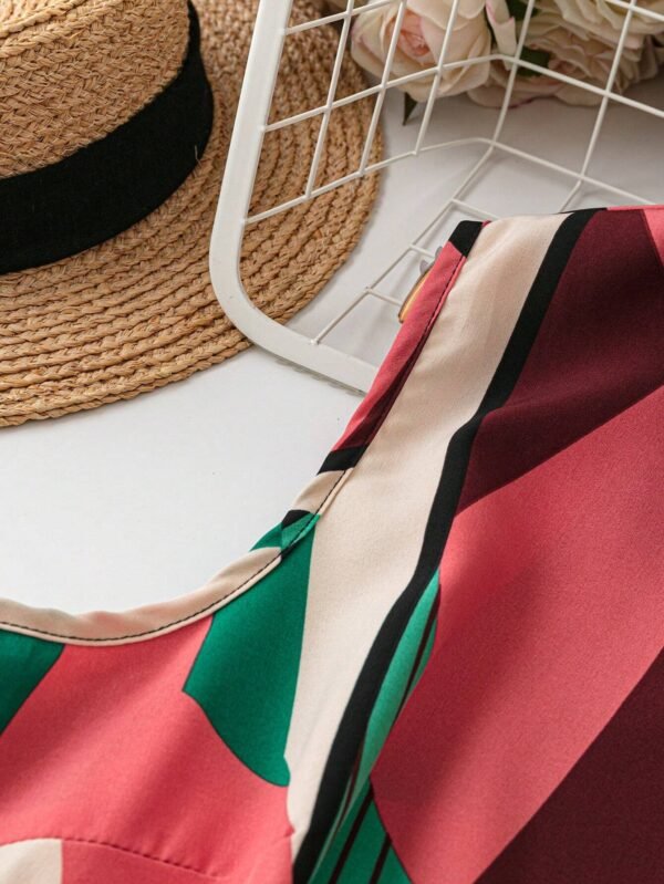 Blusa sin mangas de talla grande con botones delanteros, cuello con solapas - Imagen 3
