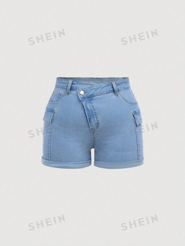 Shorts sexy de mezclilla azul ajustados a la figura y el?sticos