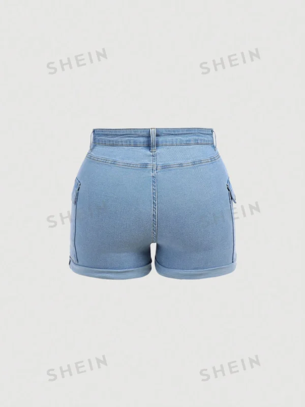 Shorts sexy de mezclilla azul ajustados a la figura y el?sticos - Imagen 4