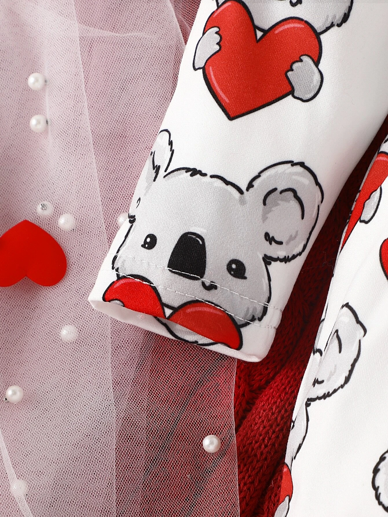 Vestido Delantera Con Lazo Y Diadema Con Estampado De Corazones - Imagen 2