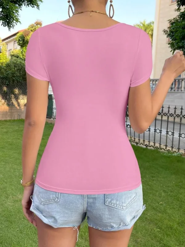 Camiseta unicolor de cuello cuadrado - Imagen 2