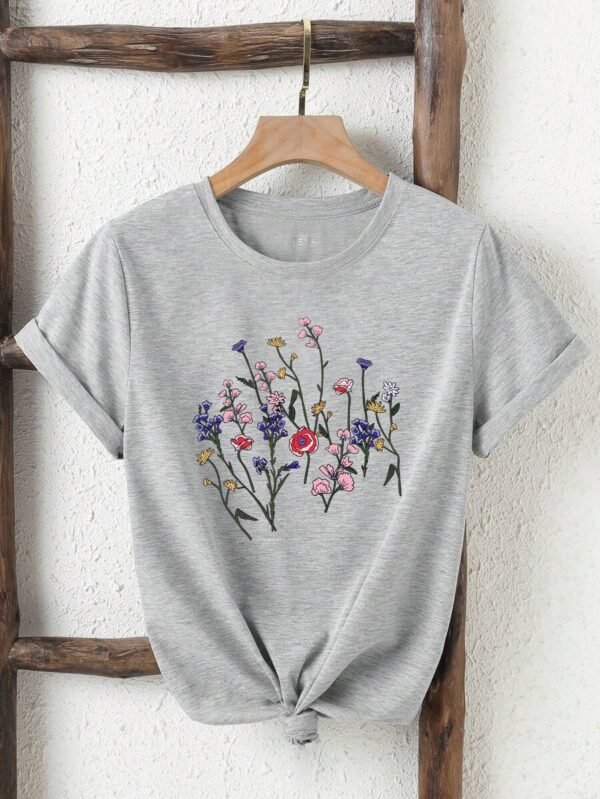 Camiseta de cuello redondo con estampado floral